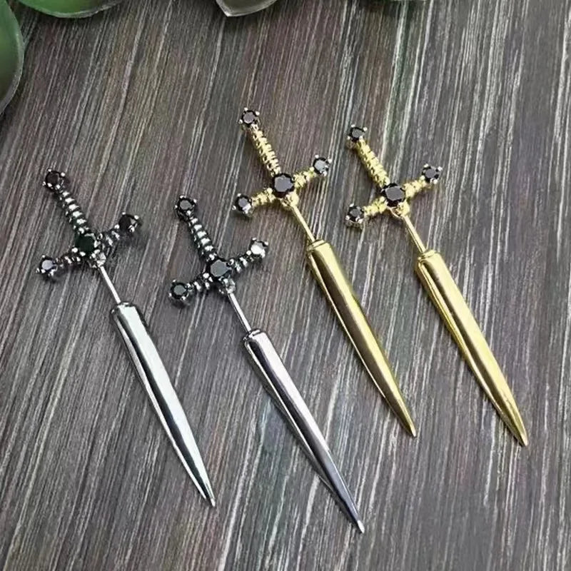 Gothic Sword Kinitial Piercing Earrings for Punk Style Lovers - Smarsty
