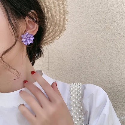 Large White Camellia Resin Stud Earrings Bridal Gift - Smarsty
