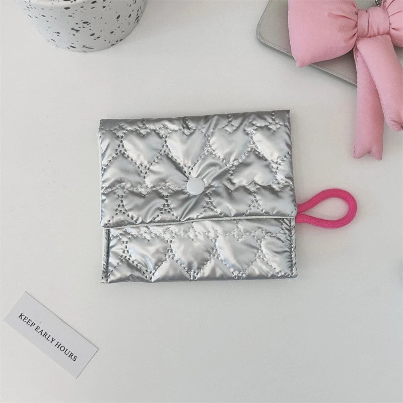 Silver Bow Coin Purse Zipper Wallet Organizer Cosmetic Bag - Smarsty