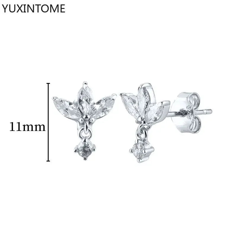 925 Sterling Silver Hoop Earrings White Crystal Luxury - Smarsty