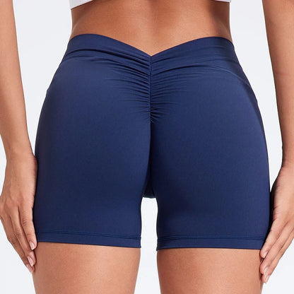 Sexy V-Back Shorts High Waisted Hip Lifting Yoga Shorts Women's Nylon Tight Fitting Shorts Training Sports Fitness Pants - Smarsty