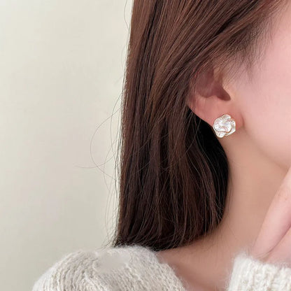 Delicate Camellia Stud Earrings For Women Floral Gift - Smarsty