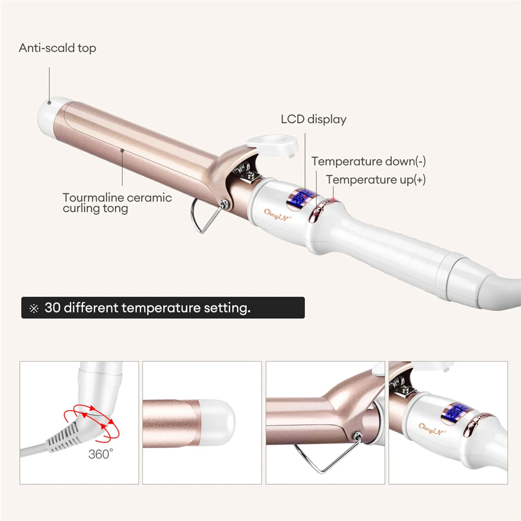 CkeyiN Professional Ceramic Hair Curler with Adjustable Temperature - Smarsty