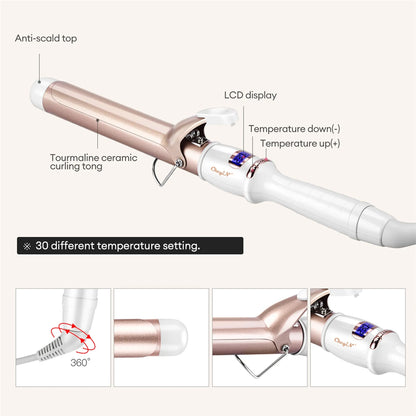 CkeyiN Professional Ceramic Hair Curler Adjustable Temperature - Smarsty