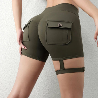 Peach Butt Fitness Shorts Women's Exercise Three-Quarter Pants Cargo Air Dry Pocket Yoga  Tight  Lift Summer - Smarsty