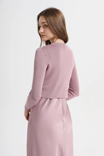 AS 2025 spring summer elegance satin dress + knitted top match set maxi floor length woman clothes - Smarsty