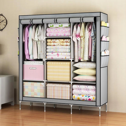 Closet Wardrobe Organizer Storage Rack Portable Clothes Shoe Clothing Shelf Dustproof Non-woven Fabric Quick and Easy to Assembl