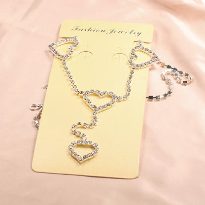 Rhinestone Body Chain Belt with Heart Pendant - Smarsty
