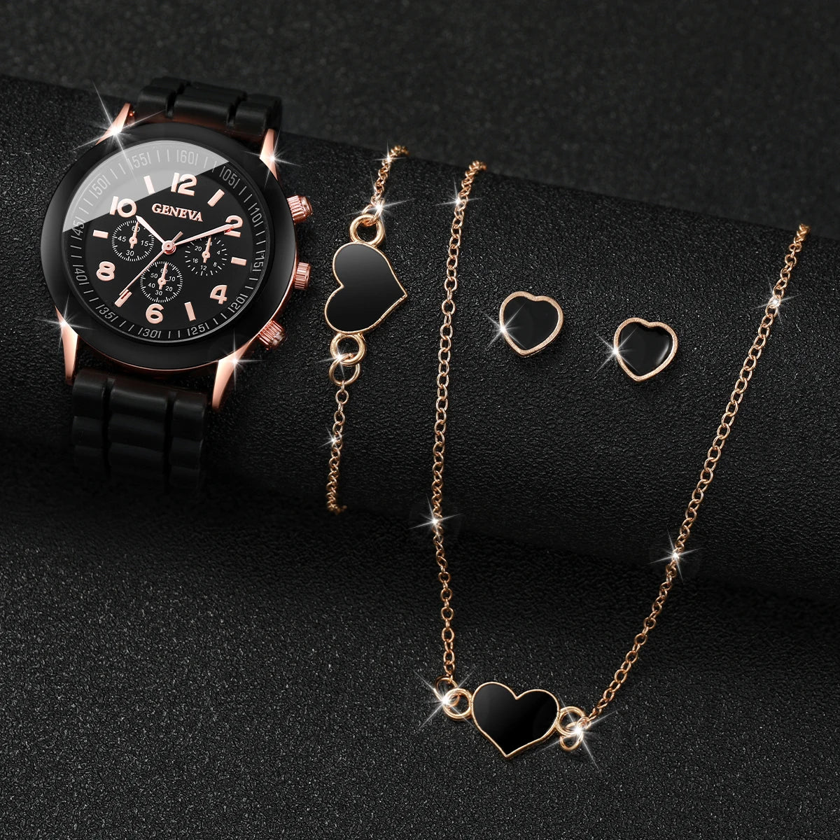 Fashionable Women Quartz Watches Set with Silicone Bands - Smarsty