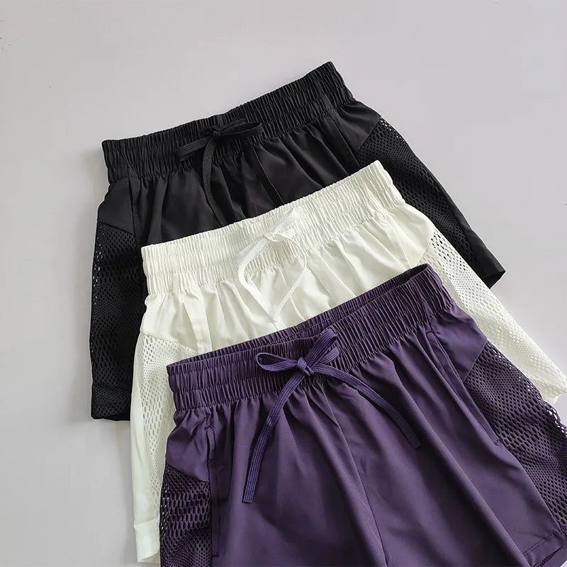 Women's Yoga Shorts High Waist Sport Fitness 2 in 1 Workout Shorts Running Pants Sports Shorts Casual Gym Quick Drying Shorts - Smarsty