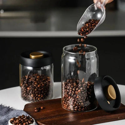 Coffee Bean Sealed Jar, Kitchen Storage, Glass Jar, Moisture-Proof, Vacuum Pressed Storage Jar, Tea, Rice, Peanut Storage by Smarsty