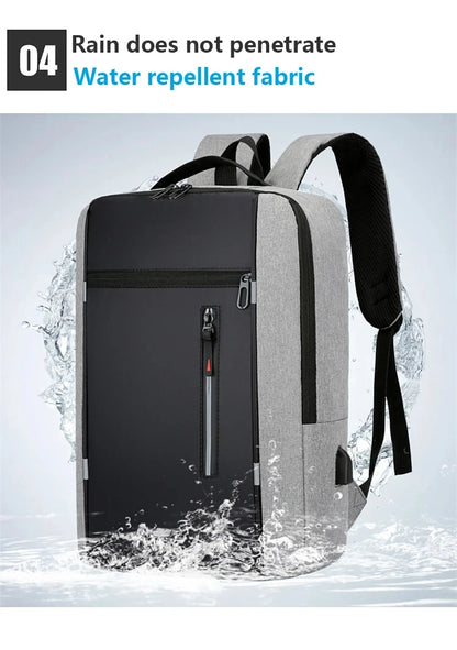 Men's Waterproof Oxford Laptop Backpack 15.6 Inch with USB Charging Port High Capacity Business Travel School Bag - Smarsty