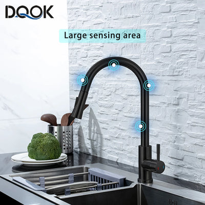 DQOK Smart Touch Control Kitchen Faucet with Pull Out Spray - Smarsty