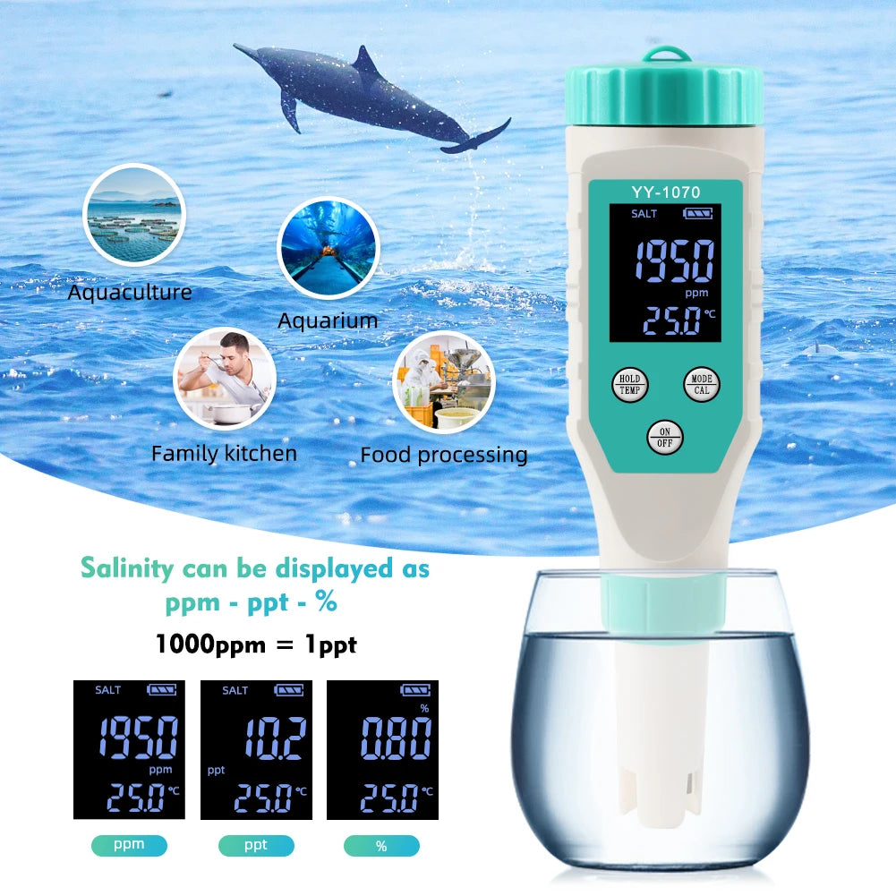 Digital Chlorine PH Tester 7 in 1 Water Quality Analyzer - Smarsty