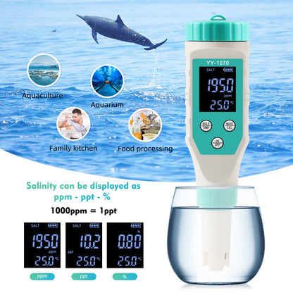 Digital Chlorine PH Tester 7 in 1 Water Quality Analyzer - Smarsty