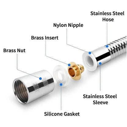 Stainless Steel Shower Hose Extension Tube 2M Durable Water Supply - Smarsty