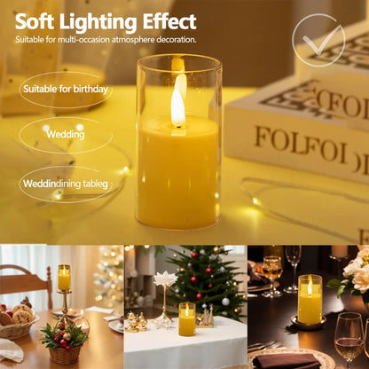 Flameless Candles Acrylic Pillar Candle Soft Light Battery Operated Flickering Candle for Romantic Ambiance