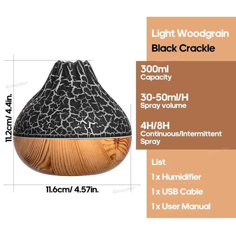 300ml Electric Volcano Air Humidifier with Colorful Mist - Smarsty