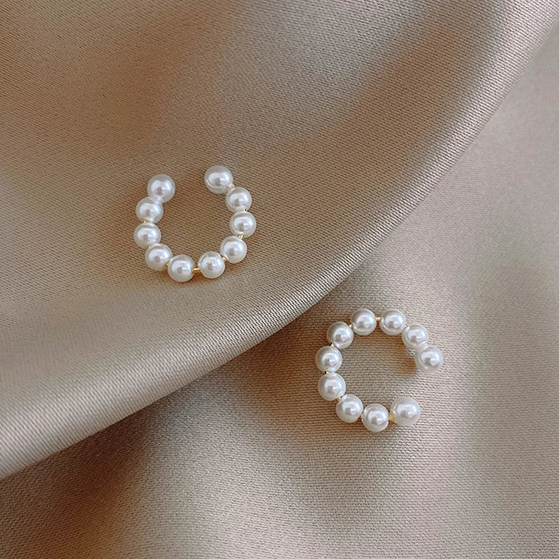 Korean Pearl Ear Cuff Clip Earrings Non Piercing Comfort - Smarsty