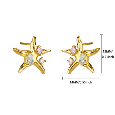 Vintage Starfish Stainless Steel Stud Earrings Lightweight - Smarsty