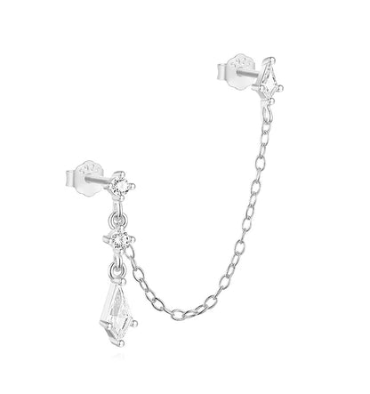 925 Sterling Silver Lotus Tassel Zircon Stud Earrings - Smarsty