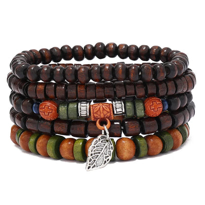 Ethnic Wood Bead Cactus Charms Bracelets for Women - Smarsty