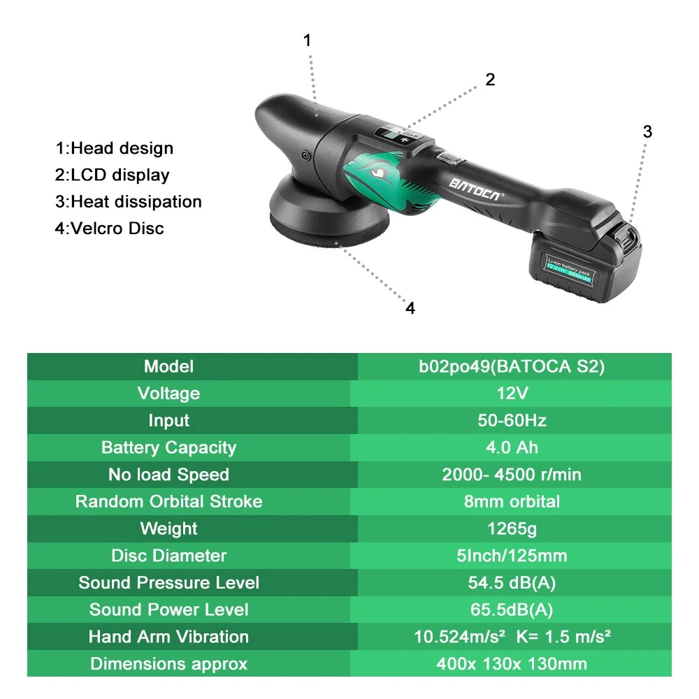 Cordless Car Polisher Dual Action with LCD Soft Start - Smarsty