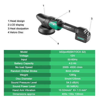 Cordless Car Polisher Dual Action with LCD Soft Start - Smarsty