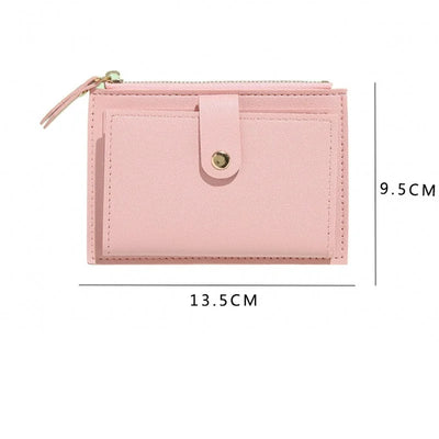 Women Wallets PU Leather Female Purse Mini Hasp Solid Multi-Cards Holder Coin Short Wallets Slim Small Wallet Zipper Hasp - Smarsty