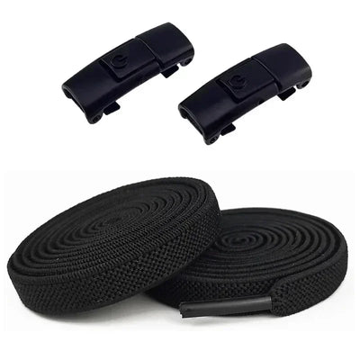2Pairs Without Ties Elastic Laces No Tie Shoe Laces Press Lock Shoelaces Sneaker Kids Adult 8MM Widened Flat Shoelace for Shoes - Smarsty