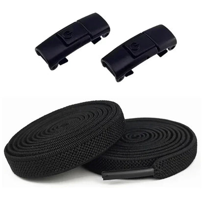 2Pairs Without Ties Elastic Laces No Tie Shoe Laces Press Lock Shoelaces Sneaker Kids Adult 8MM Widened Flat Shoelace for Shoes