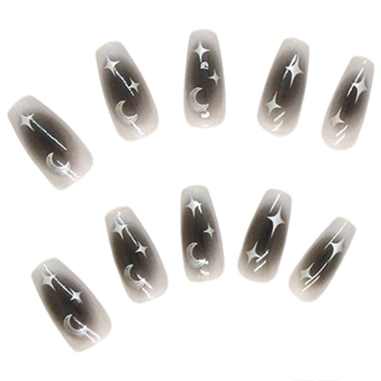 Y2K Star Press On Nails with Moon Designs - Smarsty
