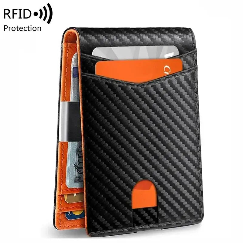 Rfid Carbon Fiber Luxury Men Wallets Money Bag Slim Thin Man Card Holder Wallet for Men Small Short Purse Male Vallet Billfold - Smarsty