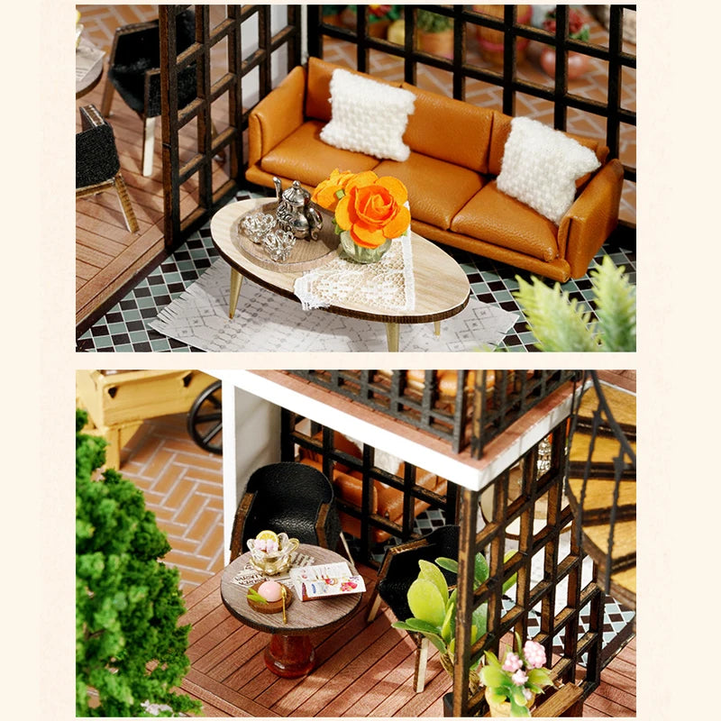 Wooden Doll House 3D Puzzle Assembly Building Model Kit Production Small Room Toys Home Bedroom Decoration With Furniture Light