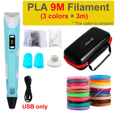 3D Pen 3d Printing Pen Children DIY Drawing Pens PLA Filament Birthday Christmas Boys Girls Gift For Kids With Travel Case - Smarsty