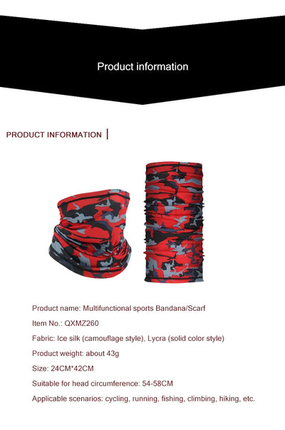 Outdoor Sport Bandana Military Tube Scarf Fishing Cycling Tactical Hiking Face Cover Neck Gaiter Half Mask Headband Men Women by Smarsty