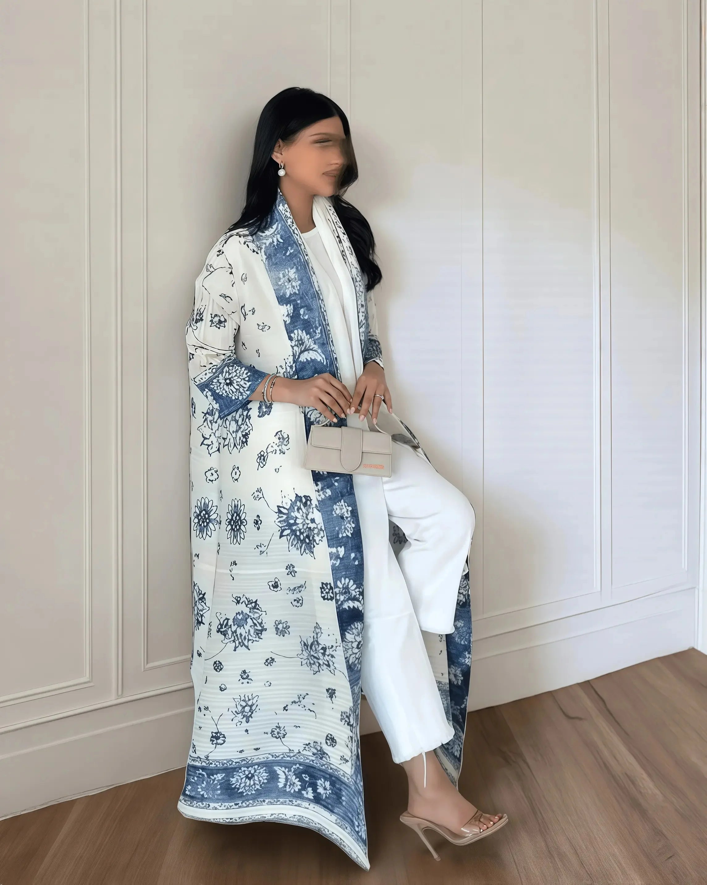 Women's Fold Miyake Pleated Abaya Long Sleeve Print Foldable Collar Robe Cardigan Coat New Winter Fashion Original Design 2024 - Smarsty