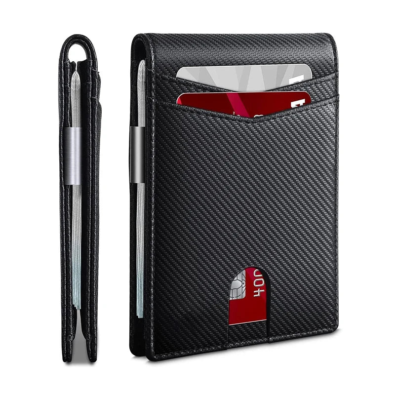 Rfid Carbon Fiber Luxury Men Wallets Money Bag Slim Thin Man Card Holder Wallet for Men Small Short Purse Male Vallet Billfold - Smarsty