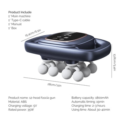 16-Head Fascia Gun High-Frequency Vibration Body Massage Gun Back and Waist Massager Neck Shoulder Massager Muscle masajeador - Smarsty