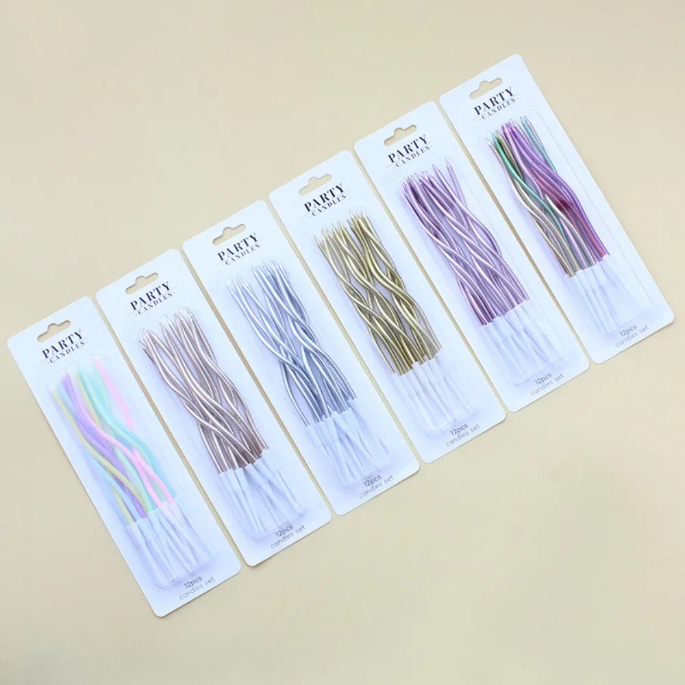 6/12/48pcs/1case Birthday Candles Spiral Cake Candles  Long Thin Cake Candles For Wedding Party And Cake Decoration - Smarsty