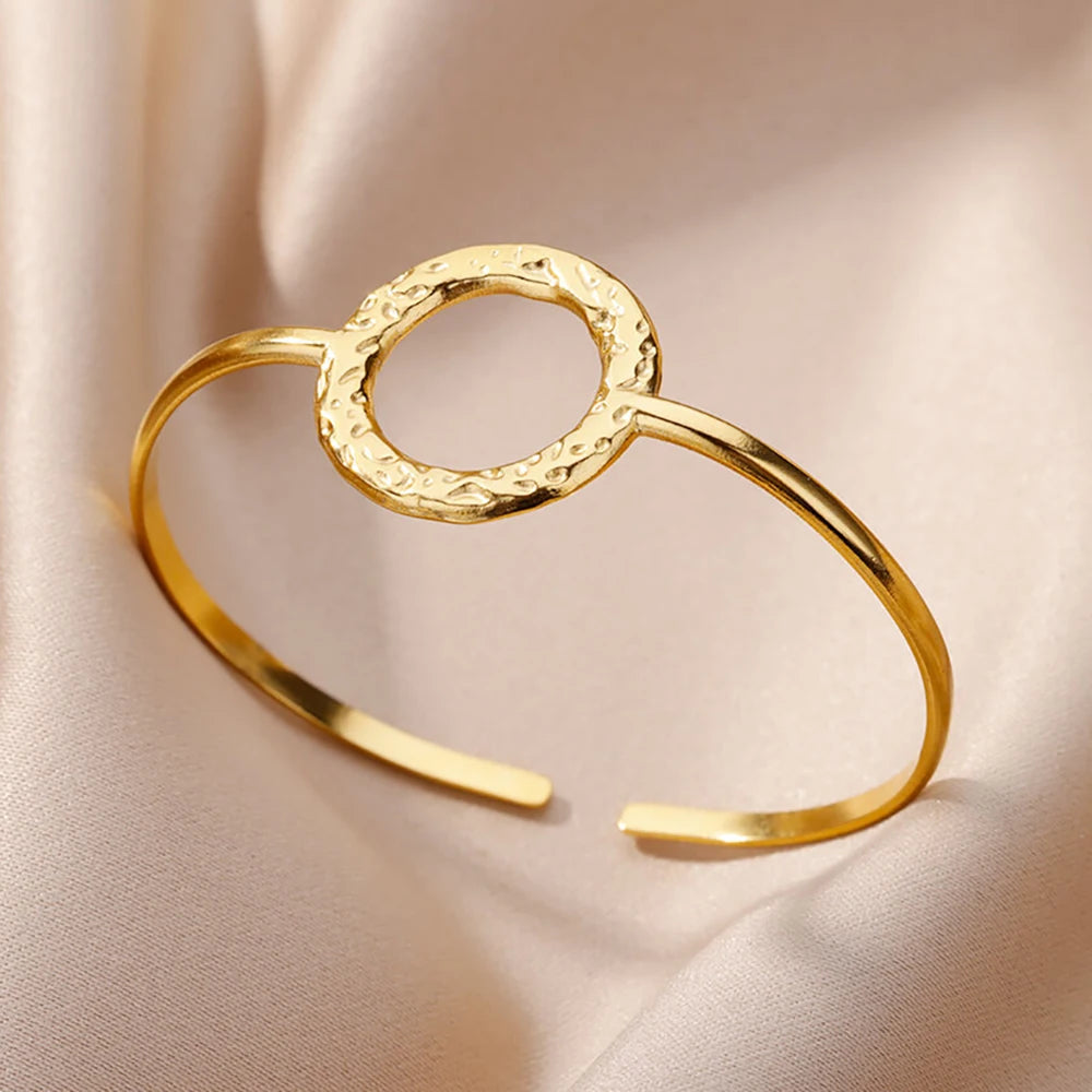 Luxury Gold Color Stainless Steel Cuff Bangle Bracelet - Smarsty