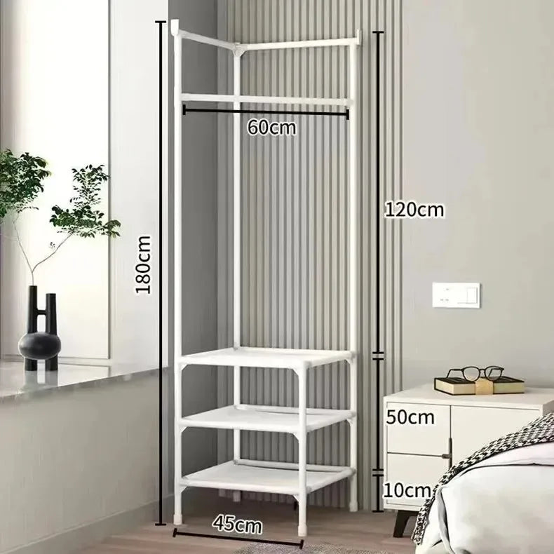 Corner Coat Hat Rack Multifunction Multi-Layer Floor Standing Corner Hanger Detachable Removable Metal Clothing Storage Shelf by Smarsty