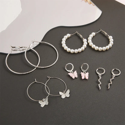 Elegant Silver Round Pearl Hoop Earrings For Women - Smarsty