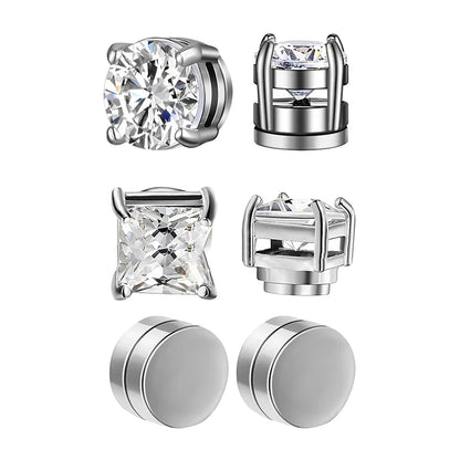 Magnetic Clip Earrings Non Piercing Strong Zircon Studs - Smarsty