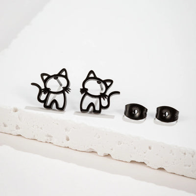 Cute Cat Stainless Steel Stud Earrings Hypoallergenic - Smarsty