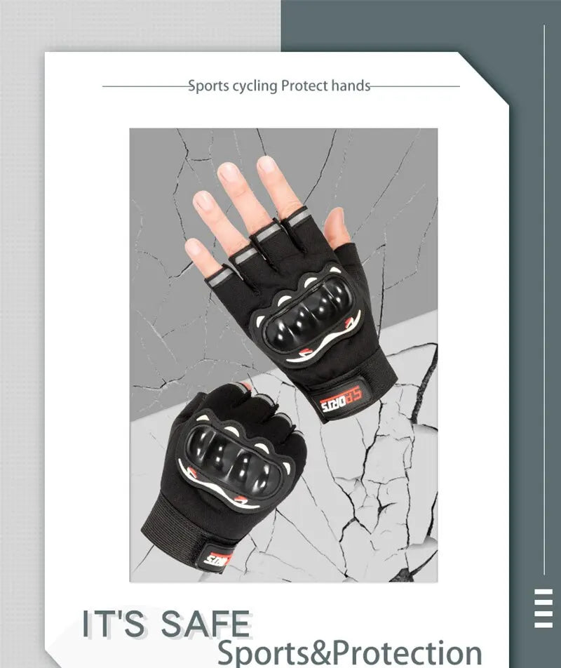 Men Half Finger Motorcycle Gloves Breathable Slip Resistant - Smarsty