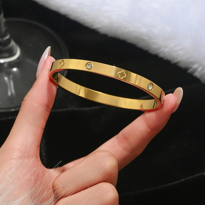 Stainless Steel Four-Leaf Clover Lucky Bracelet for Women - Smarsty