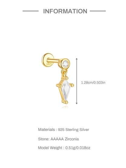 925 Sterling Silver Lotus Tassel Zircon Stud Earrings - Smarsty