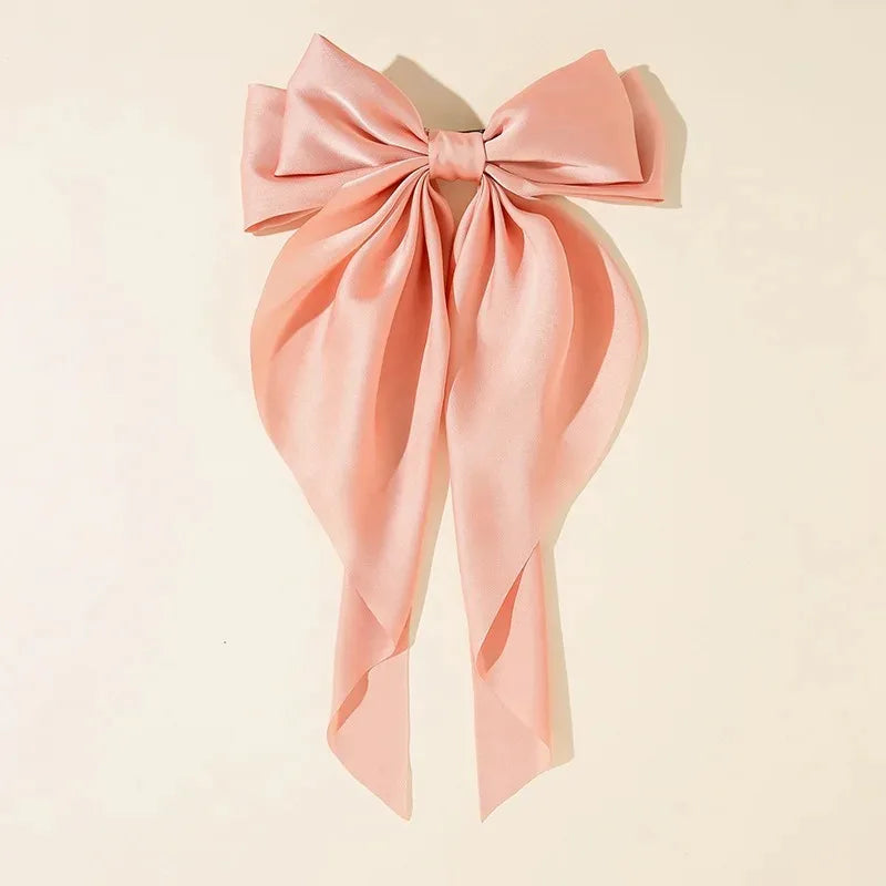 Korean Satin Hair Clips with Big Bowknot for Women - Smarsty
