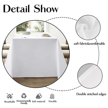Stain Resistant White Polyester Tablecloth for Weddings - Smarsty